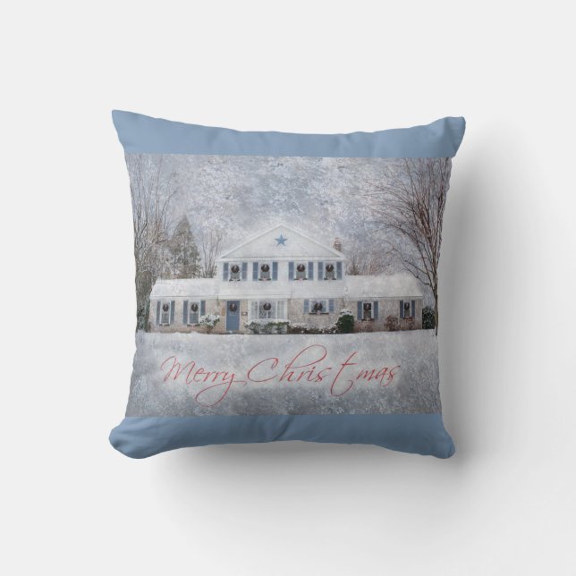 Primitive Winter Snow Country Rustic Open House Cushion (Front)