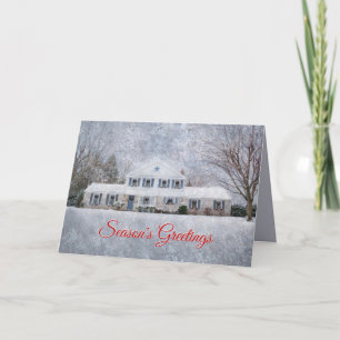 Primitive Winter Snow Country Rustic Open House Holiday Card