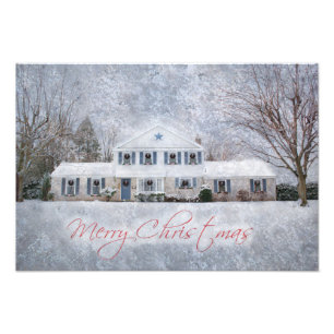 Primitive Winter Snow Country Rustic Open House Photo Print