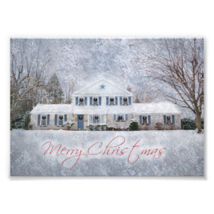 Primitive Winter Snow Country Rustic Open House Photo Print