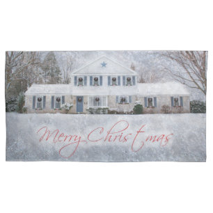 Primitive Winter Snow Country Rustic Open House Pillowcase
