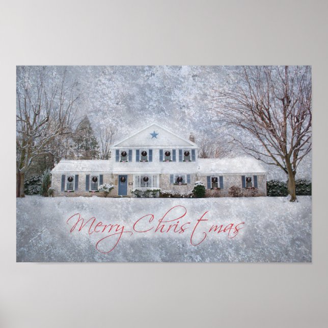 Primitive Winter Snow Country Rustic Open House Poster (Front)
