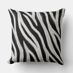 Primitive Zebra Stripes Dark Light Grey Cushion