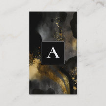 Primordial Sweep | Black Gold Abstract Design