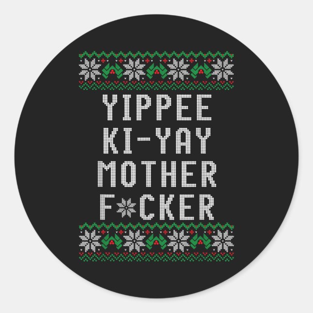 Primotees Uni-adults Black Christmas - Small - Lon Classic Round Sticker (Front)