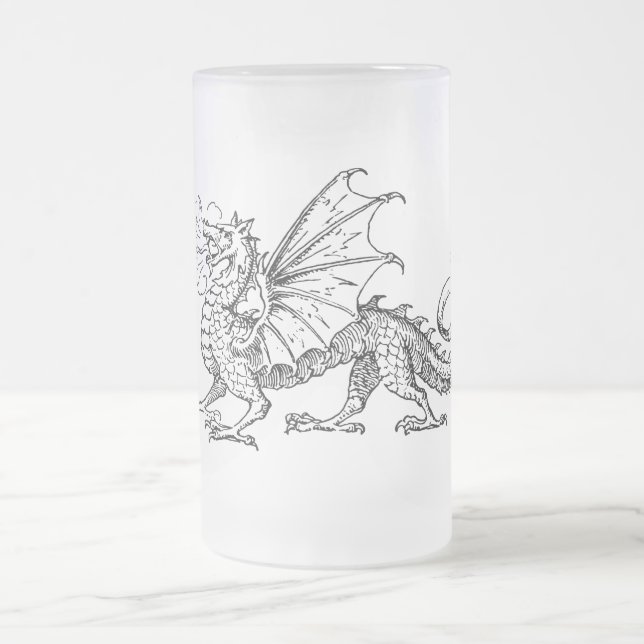 Primping Dragon Frosted Glass Beer Mug (Center)