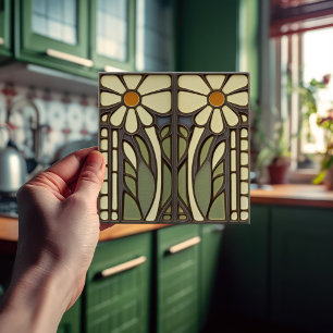 Primrose Art Deco Floral Wall Decor Art Nouveau Tile