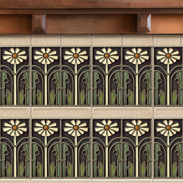 Primrose Art Deco Floral Wall Decor Art Nouveau Tile (Creator Uploaded)