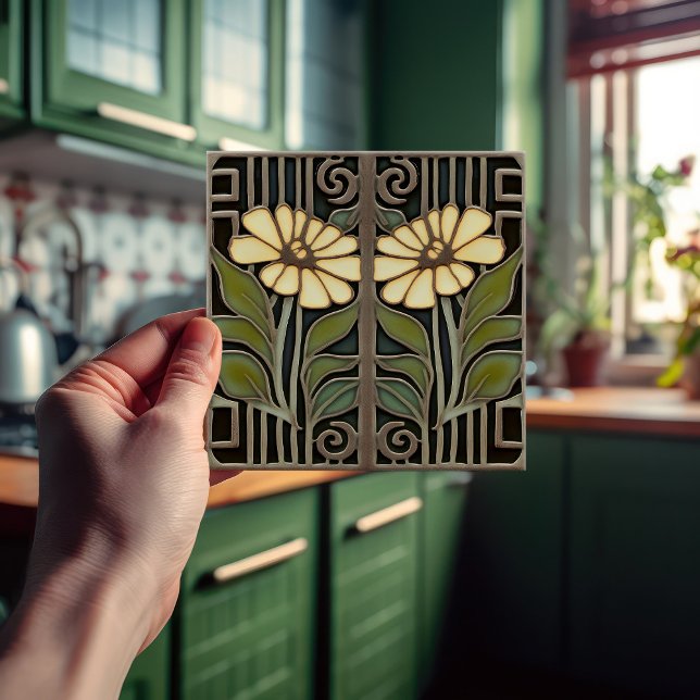 Primrose Art Deco Floral Wall Decor Art Nouveau Tile (Creator Uploaded)