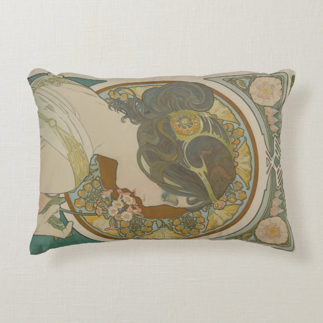 Primrose by Alphonse Mucha (1899) Decorative Cushion (Front)