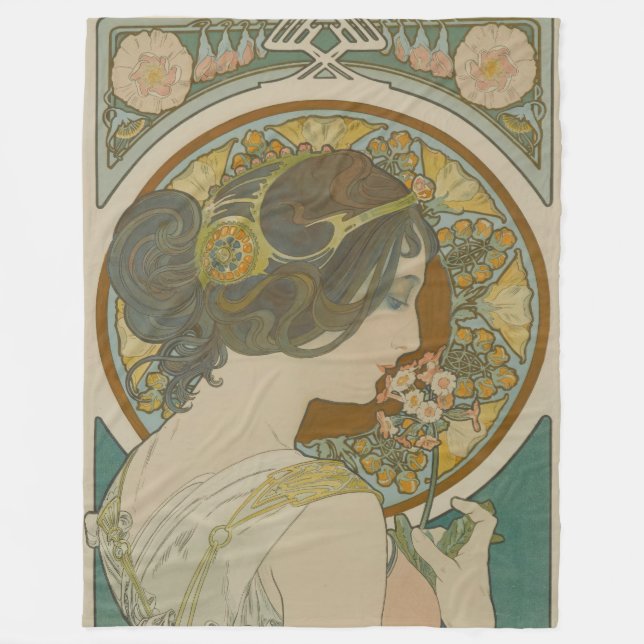 Primrose by Alphonse Mucha (1899) Fleece Blanket (Front)