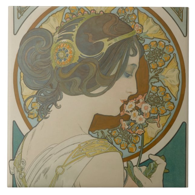 Primrose by Alphonse Mucha (1899) Tile (Front)