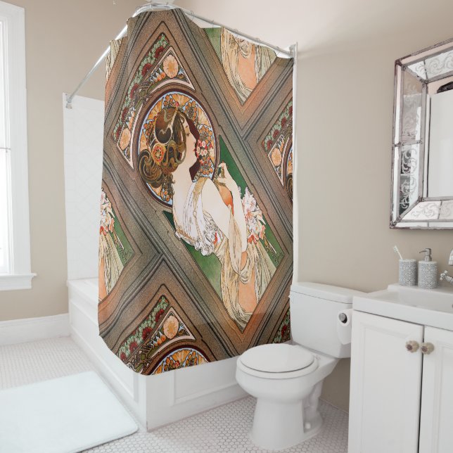 Primrose by Alphonse Mucha Shower Curtain (In Situ)