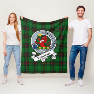 Primrose Clan Badge Tartan Plaid Fleece Blanket