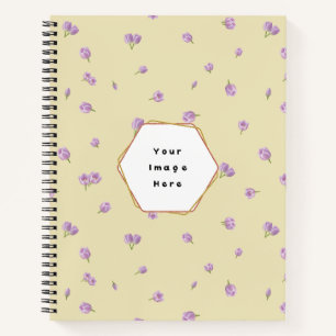 Primrose Cream Purple Tulip Floral Pattern Notebook