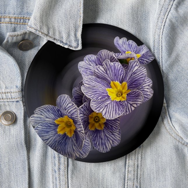 Primrose  flowers 6 cm round badge (In Situ)
