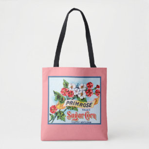 Primrose Flowers Pink Floral Vintage Crate Art Tote Bag