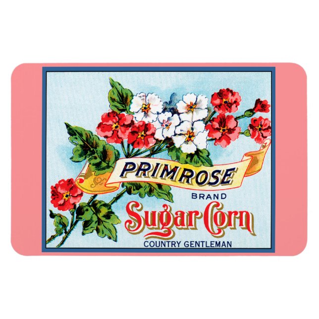 Primrose Flowers Vintage Crate Label Art Magnet (Horizontal)