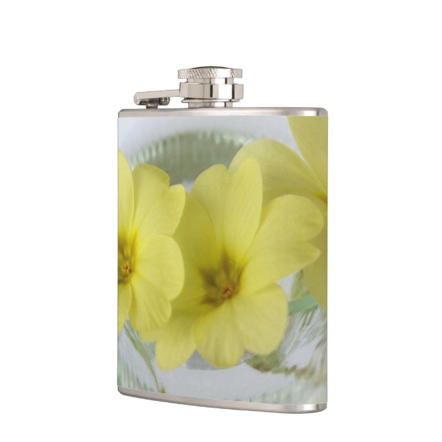 primrose in a coffee cup hip flask (Left)