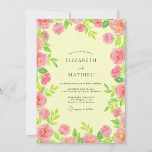 Primrose Magenta Peony Wedding Invitation