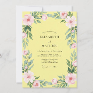 Primrose Peach Foliage Wedding Invitation