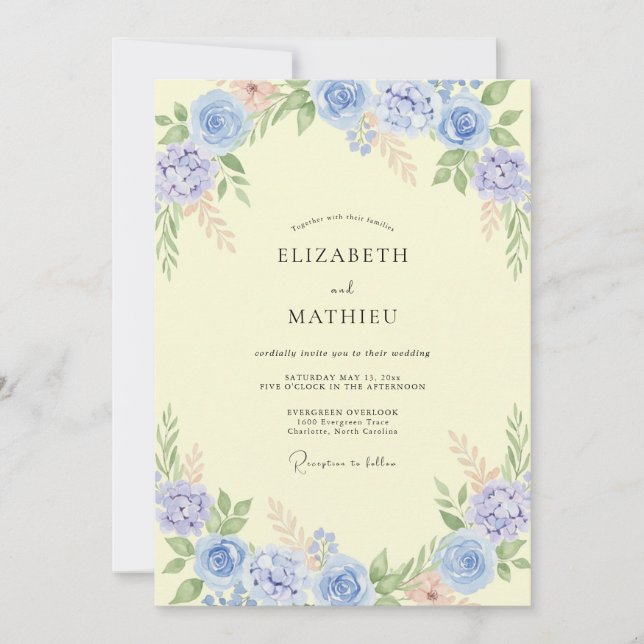 Primrose Yellow Delicate Meadow Wedding Invitation (Front)