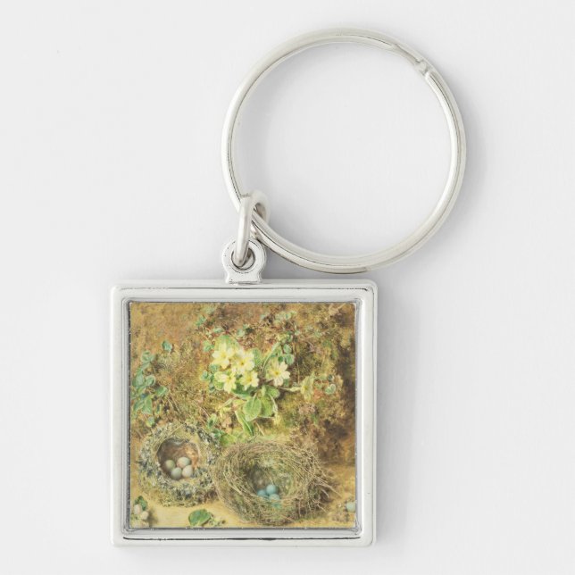 Primroses and Birds' Nests Key Ring (Front)