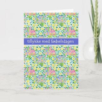 Primroses Birthday Card, Danish Greeting Card