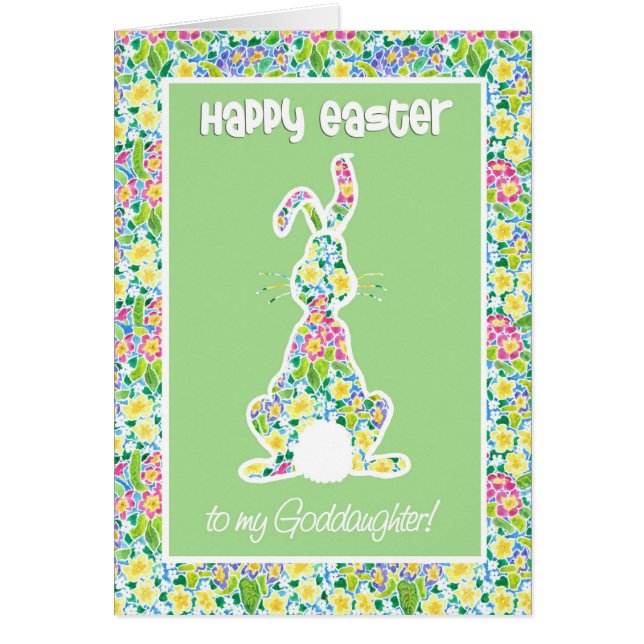 Primroses Cute Bunny Rabbit Easter, Goddaughter (Front)