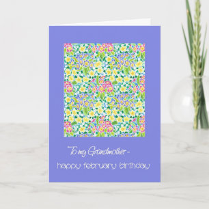 Primroses February Birthday Card for Grandmother
