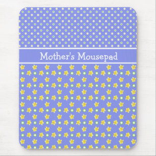 Primroses Mousepad to Personalise Polka Dots, Blue
