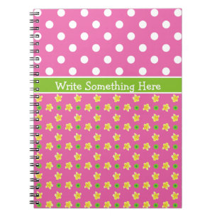 Primroses on Pink, Jumbo White Polka Dots Notebook