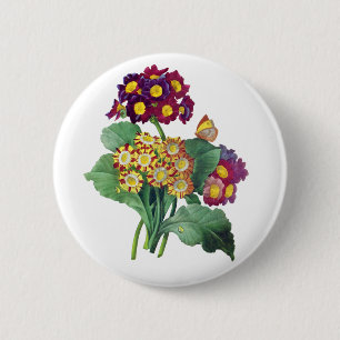Primula Auricula - Cowslip- Pierre Joseph Redoute 6 Cm Round Badge