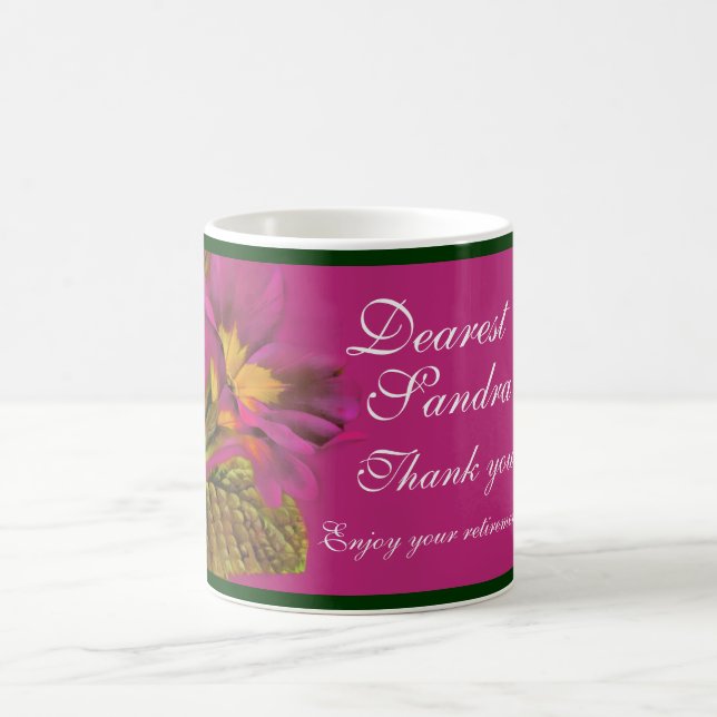 Primula floral art "Thank you retirement" name mug (Center)