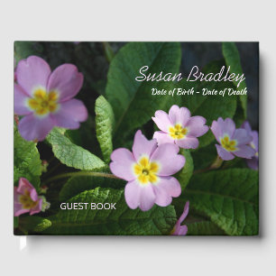 Primula Spring Flowers 2 personalised Memorial GB Guest Book