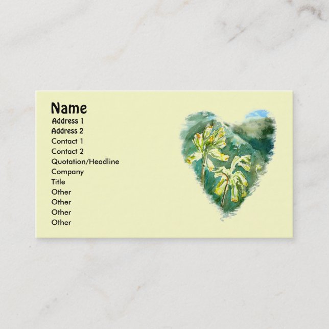 Primula Veris Heart business card (Front)