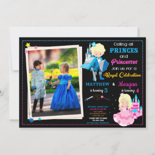 Prince and Princess birthday invitation with photo