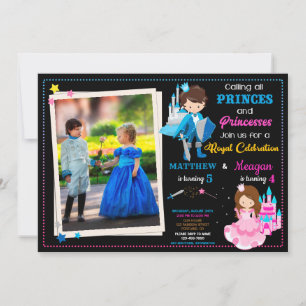 Prince and Princess birthday invitation with photo