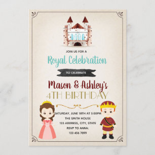Prince and princess birthday party invitation