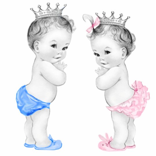 Prince And Princess Boy And Girl Twin Baby Shower Standing Photo Sculpture Zazzle Co Uk