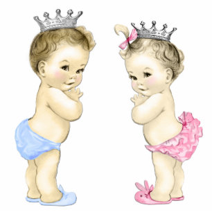 Prince and Princess Boy and Girl Twin Baby Shower Standing Photo Sculpture