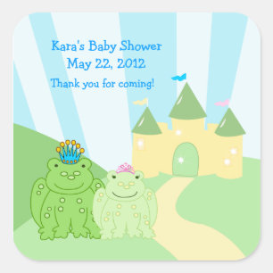 Prince and Princess Frog SQUARE Favour Sticker