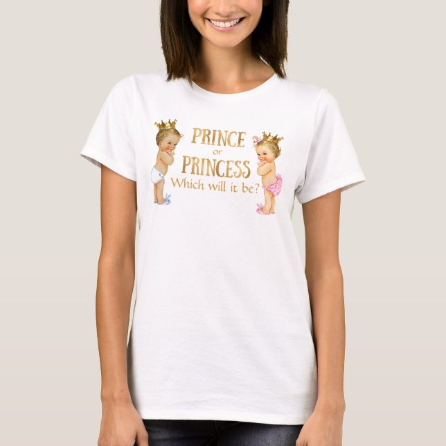 Prince and Princess Gender Reveal T-Shirt (Front)