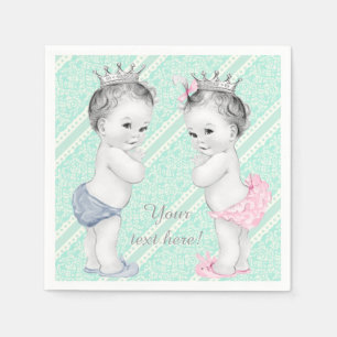 Prince and Princess Twin Baby Shower Napkin