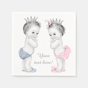 Prince and Princess Twin Baby Shower Napkin