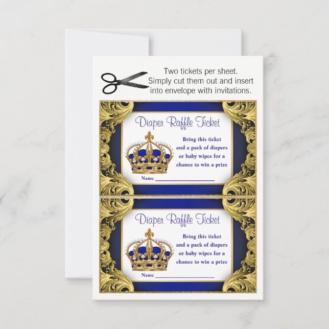 Prince Baby Boy Diaper Raffle Tickets Invitation (Front)