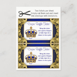 Prince Baby Boy Diaper Raffle Tickets Invitation