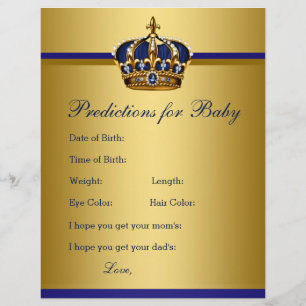 Prince Baby Shower Advice Prediction Game Cards