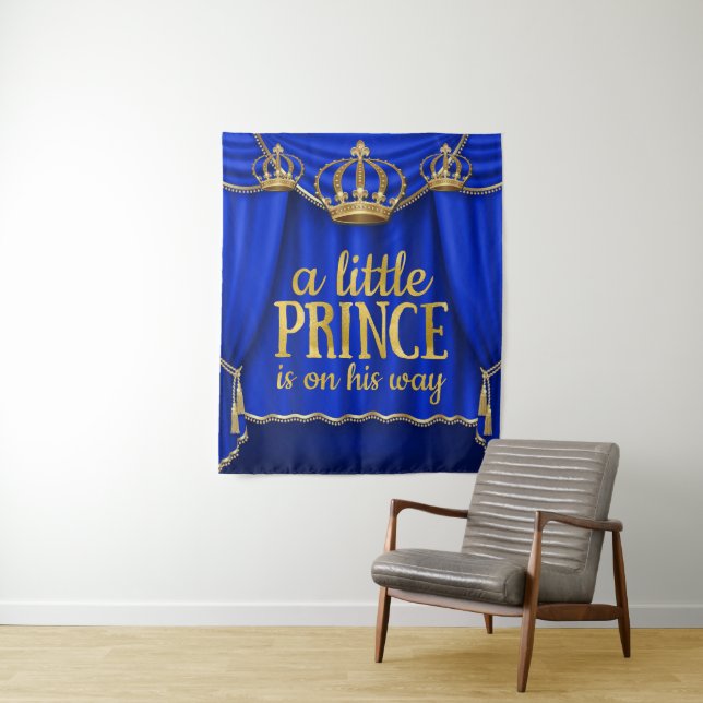 Prince Baby Shower Backdrops Tapestry (In Situ)