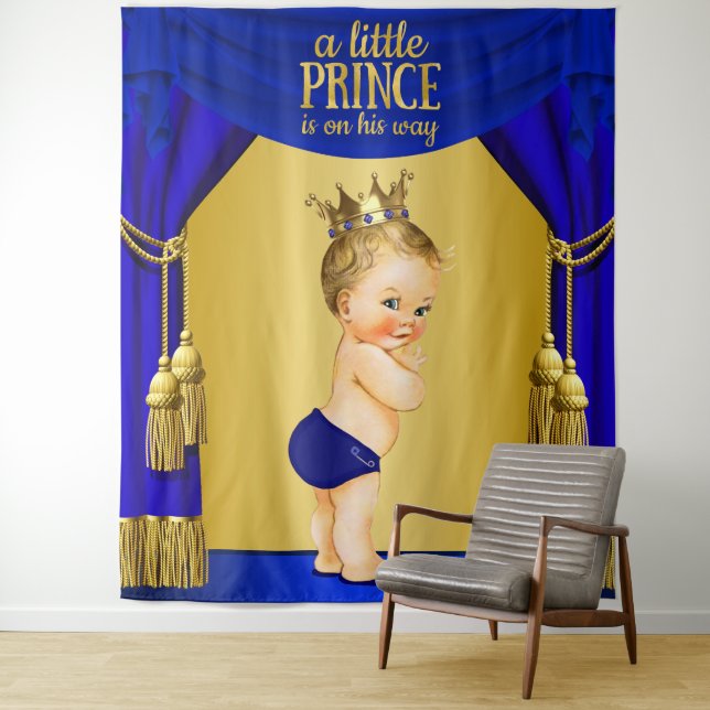 Prince Baby Shower Backdrops Tapestry (In Situ)